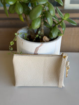 Lily Genuine Leather Cream Coin Purse w/Gold Clasp