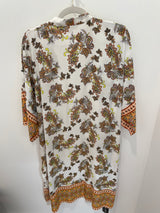 Luxe Yellow & Orange Paisley Print Long OS Kimono Top
