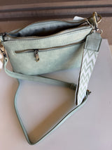 Sage Crossbody Haute Fashion Purse w/Guitar Wristlet & Zipper Pockets