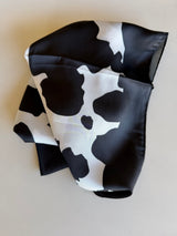 Black & White Cow Print Silk Square Scarf