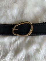 Alexa Koi Black Suede & Cinch Belt w/Abstract Gold Buckle