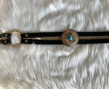 Black & Gold Chain W/Turquoise Concho Slide Belt