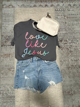 Love Like Jesus Charcoal & Colorful Oversized Graphic Tee