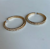 Crystal & Rhinestone Gold Large Open Hoop Earrings