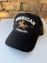 American Cowgirl Black Yee Haw Trucker Hat w/Adjustable Snap