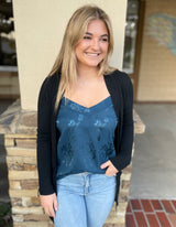 Teal Floral Metallic Jacquard Cami By Lovestitch