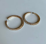 Crystal & Rhinestone Gold Large Open Hoop Earrings