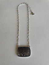 Western Stitch Silver Pendant & Chain Link Tipi Necklace