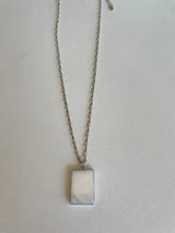 Silver Chain Necklace w/Mother of Pearl Rectangle Stone