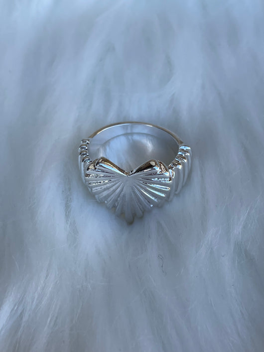 Silver Heart Shaped Ring -Size 7