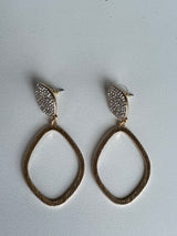 Gold Geo Shape Pave Post Earrings
