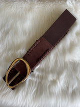 Alexa Koi Dark Brown Suede & Cinch Belt w/Abstract Gold Buckle