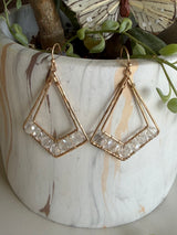 Crystal & Gold Diamond Shape Fishhook Earrings