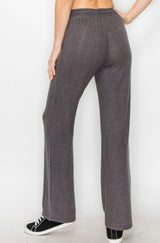 Smokey Soft Brushed Hacci Straight Leg Loungewear Pants w/Pockets & Drawstring