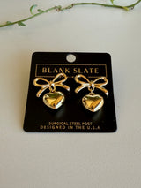 Gold Bow & Heart Earrings