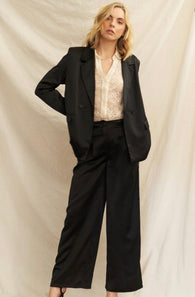 Jetsetter Black Satin Wide Leg Pant w/Pockets