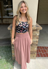 Black Butterfly Rib Tank Top w/Cinch Sides