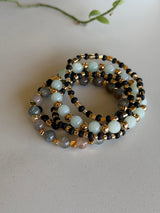Black, Gold & Pastels Set of 5 Stretch Beaded Bracelets