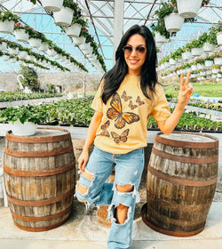Butterflies Yellow Graphic Tee