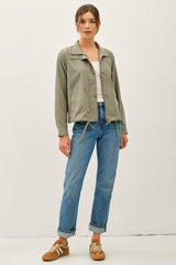 Lightweight Spruce Snap Up Utility Jacket w/Pockets