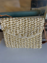 Gold Natural Straw Woven Envelope Clutch/Purse