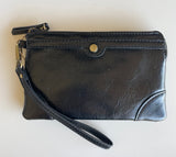 Black Wristlet Wallet/Clutch Bag w/Zipper Closure & Outer Pocket