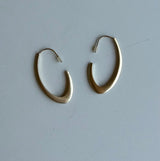 Matte Gold Open Oval Design Hoop Earring