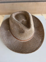 The Dolly Gold Sequins Cowgirl Hat w/Brown Band & Adjustable Fit