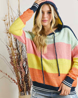 Sweet Tart Multi-Color Stripe Hoodie Knit Sweater