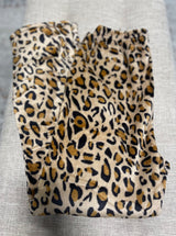 Brown Leopard Print Cozy OS Loungewear Pants w/Elastic Waistband