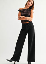 Black Wide Leg Mid Rise Jeans by Just USA