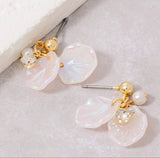 Iridescent Shells & Gold Post Earrings