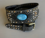 Gypsy Soul Charcoal w/Turquoise Stone Tapered Belt