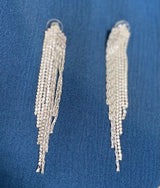 Bling Silver & Rhinestone Fringe Earrings