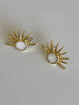Sunburst Gold & Mother of Pearl Post Earrings