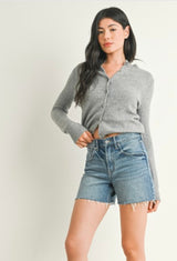 Longer Length Stretch Medium Denim Cut Off Shorts by Just USA
