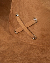 Brown Braided Brim Faux Suede Cowgirl Hat w/Adjustable Fit