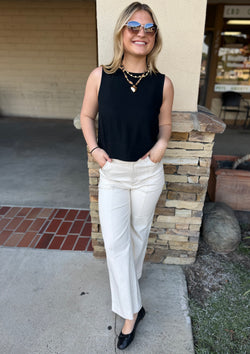 Ecru Front Pocket Straight Leg Jeans