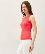 Poppy Red Round Neck Ribbed Tank Top