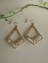 Crystal & Gold Diamond Shape Fishhook Earrings