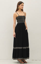 Cozumel Black Tank Maxi Dress w/Pockets, Smocked Bodice & Adjustable Straps