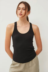 Black Ribbed Scoop Neck Tank Top