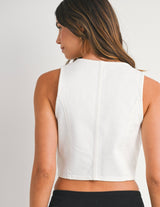 White Denim Vest w/Buttons by Just USA