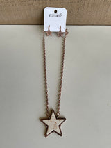 Wildflower Cream Star Pendant & Copper Chain Link Necklace and Earring Set