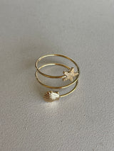 Star & Seashell Gold Wrap Ring