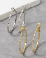 SecretBox 14K Gold Dipped Pave Hoop Earrings