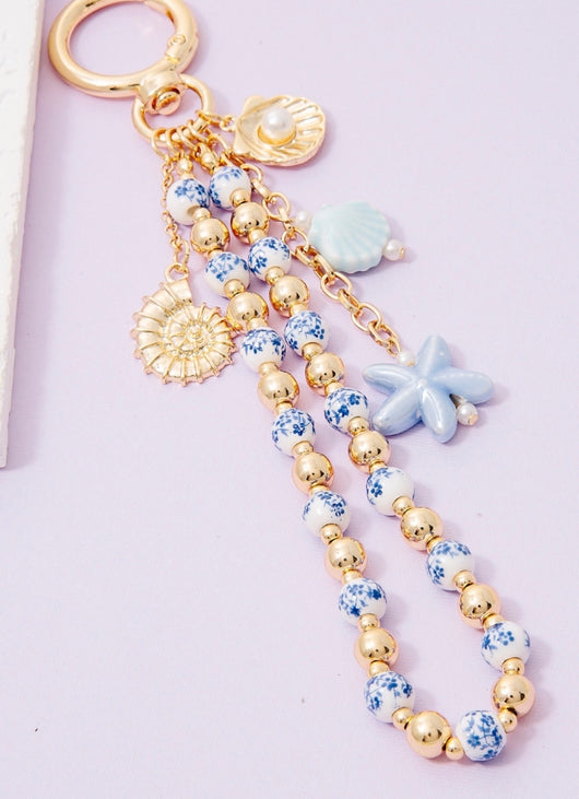 Sea Life Blue & Gold Bag Charm