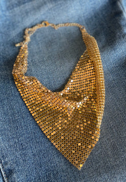Sparkly Gold Sequins Bandana Necklace