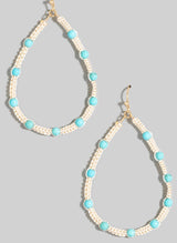Natural Rope & Turquoise Bead Teardrop Earrings