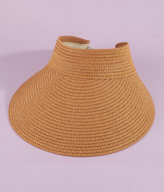 Tan Straw Visor Sunhat w/Adjustable Fit